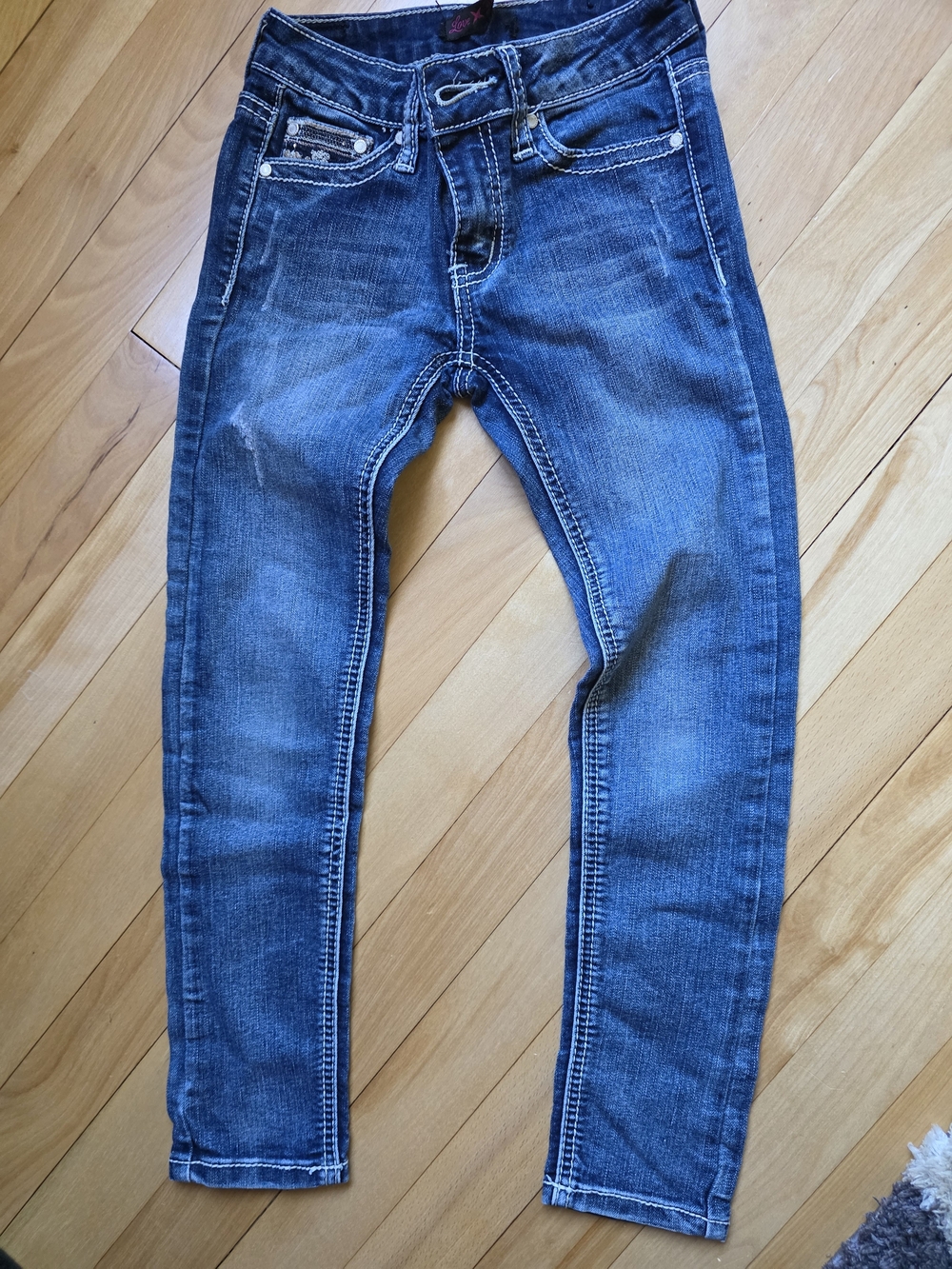 Girls Blue Washed Denim Jeans